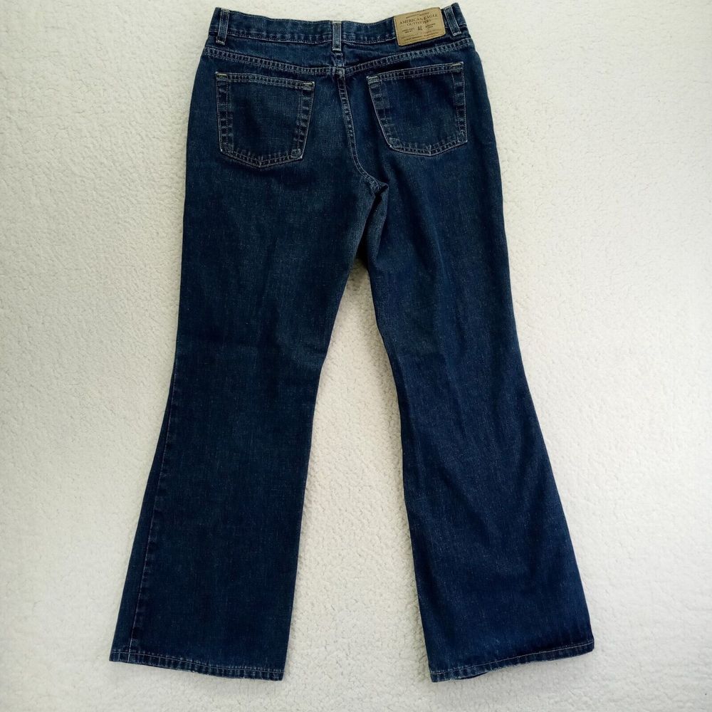 American Eagle Jeans Womens 12 (32) Bootcut Cotton‎ Hole Dark Wash - Picture 4 of 13